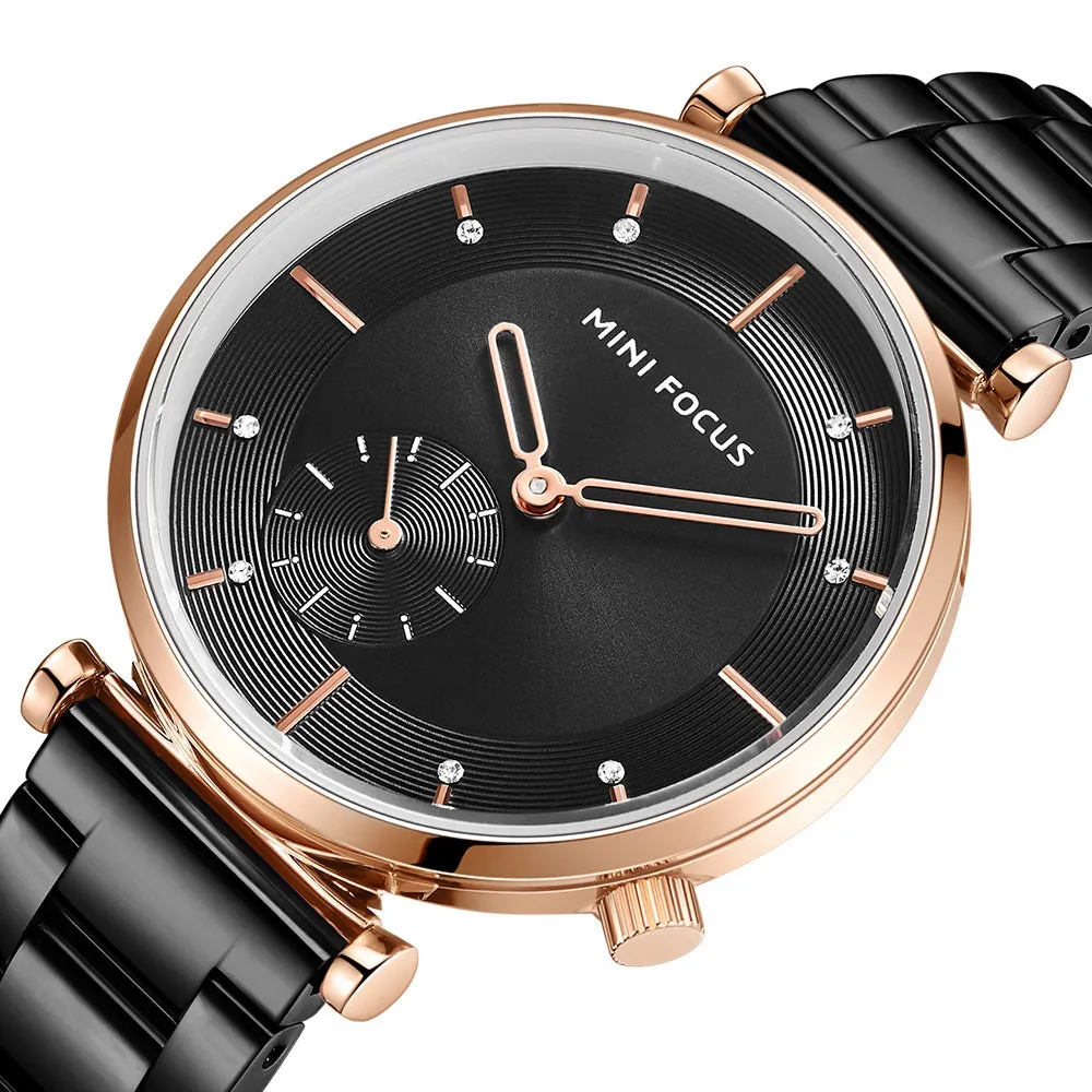 Simple and stylish Japanese movement waterproof-encrusted steel strap women's watch