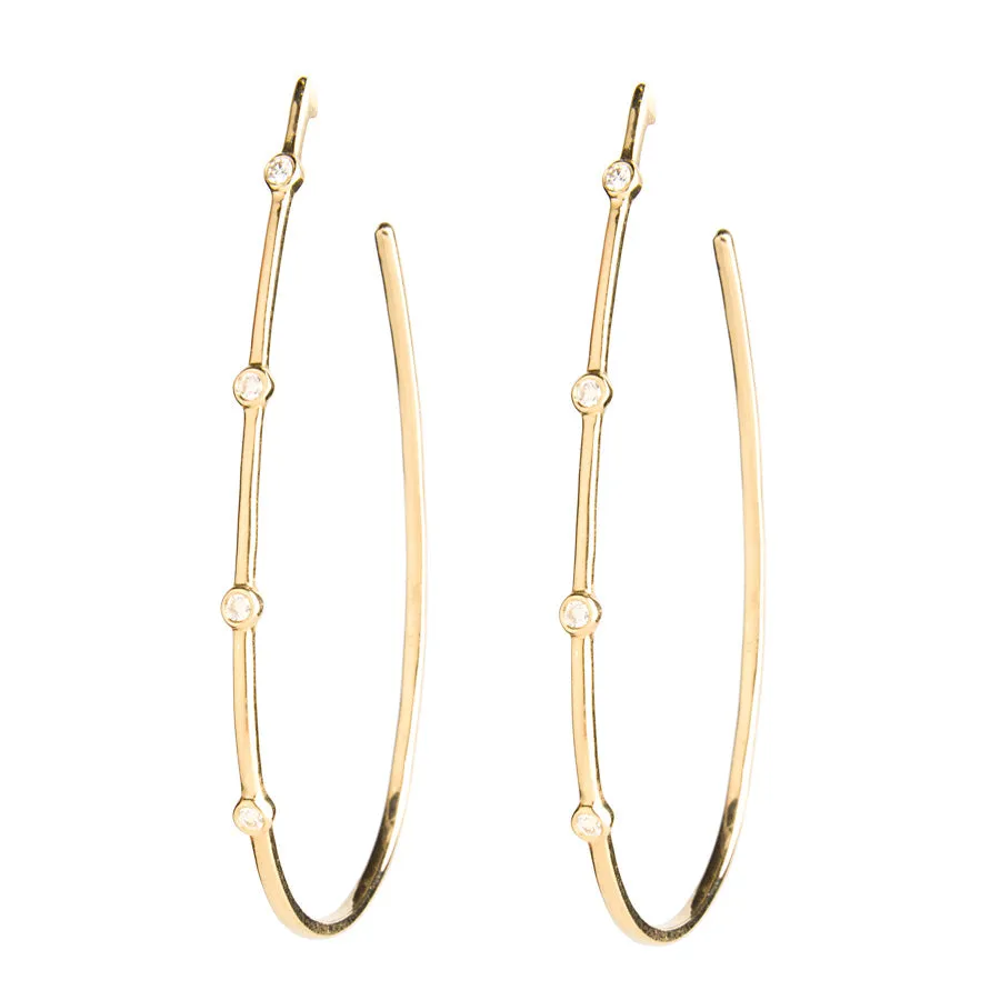 Stones Teardrop Hoop Earrings