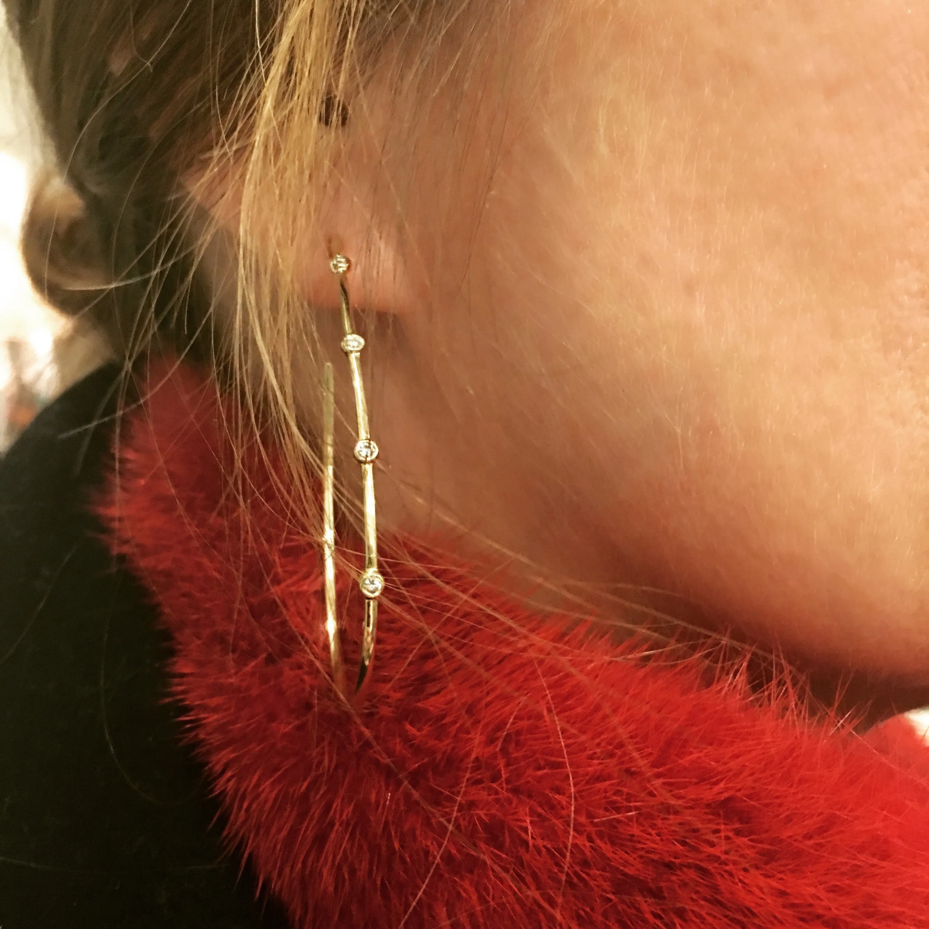 Stones Teardrop Hoop Earrings