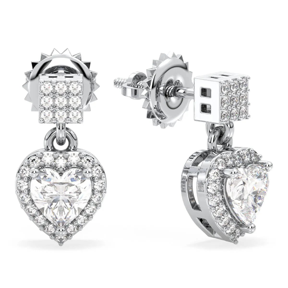 Stunning Moissanite Heart-Shaped Drop Earrings: A Dazzling Touch of Romance