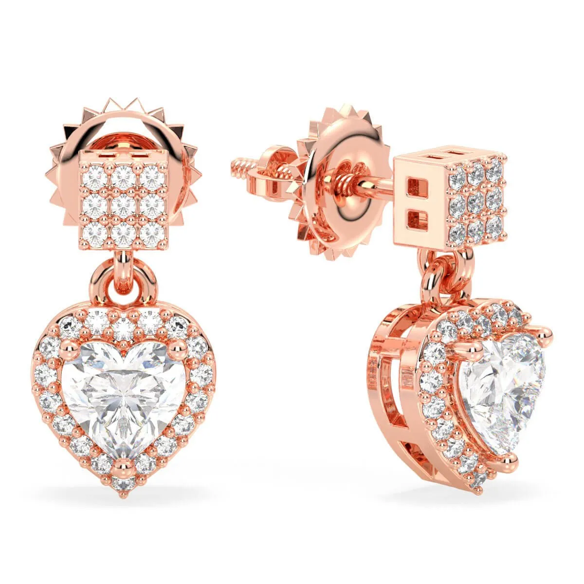 Stunning Moissanite Heart-Shaped Drop Earrings: A Dazzling Touch of Romance