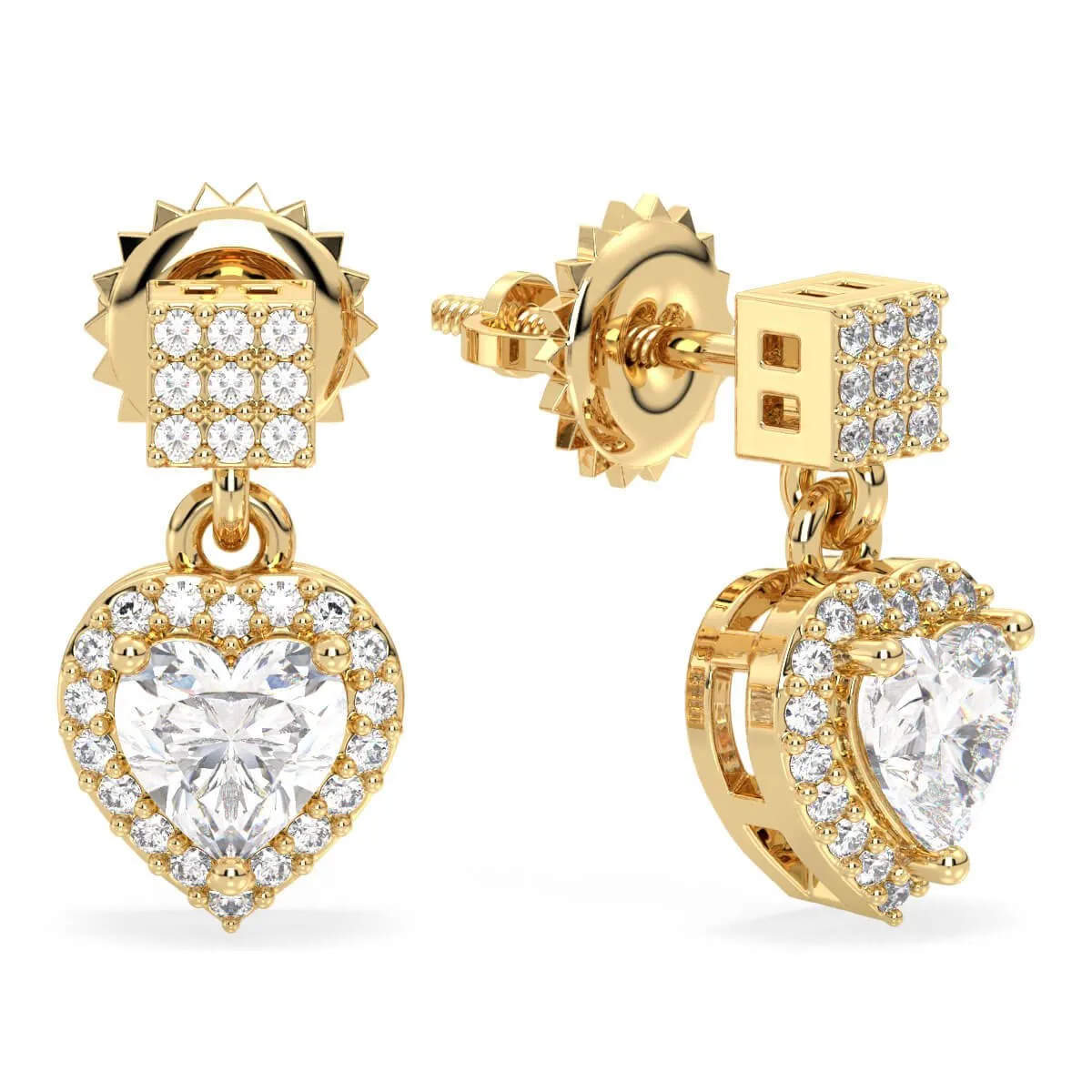 Stunning Moissanite Heart-Shaped Drop Earrings: A Dazzling Touch of Romance