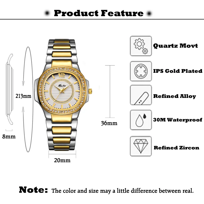 Stunning Women stylish diamond gold watches