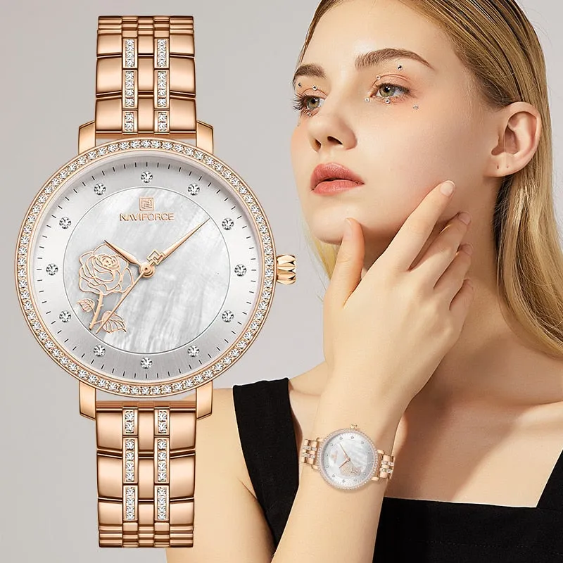 Stylish and Waterproof NAVIFORCE Rose Gold Watch for Women Clock Relogio Feminino