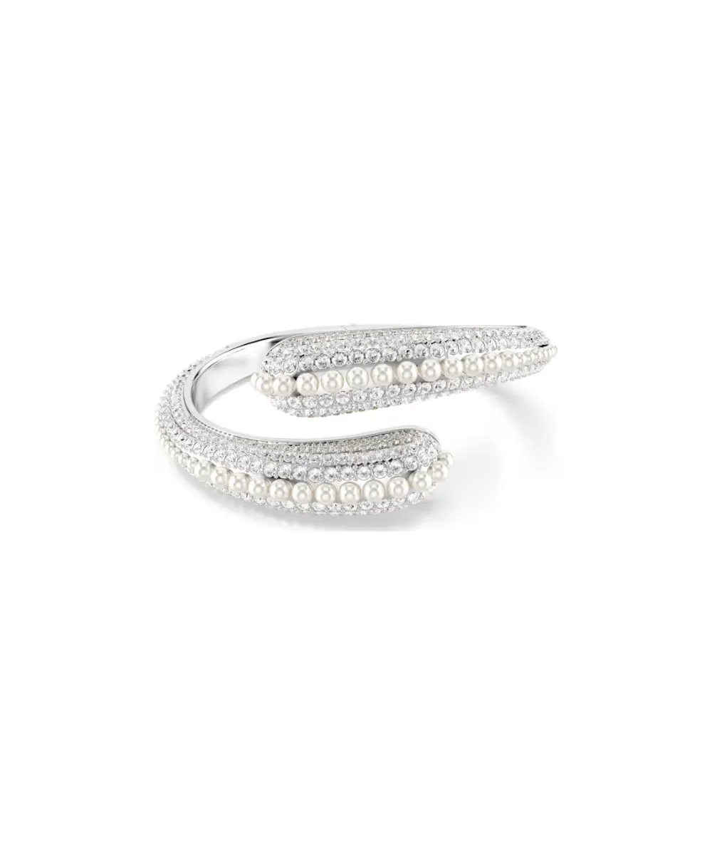 SWAROVSKI SUBLIMA CUFF, CRYSTAL PEARL, ROUND CUT,WHITE,RHODIUM PLATED