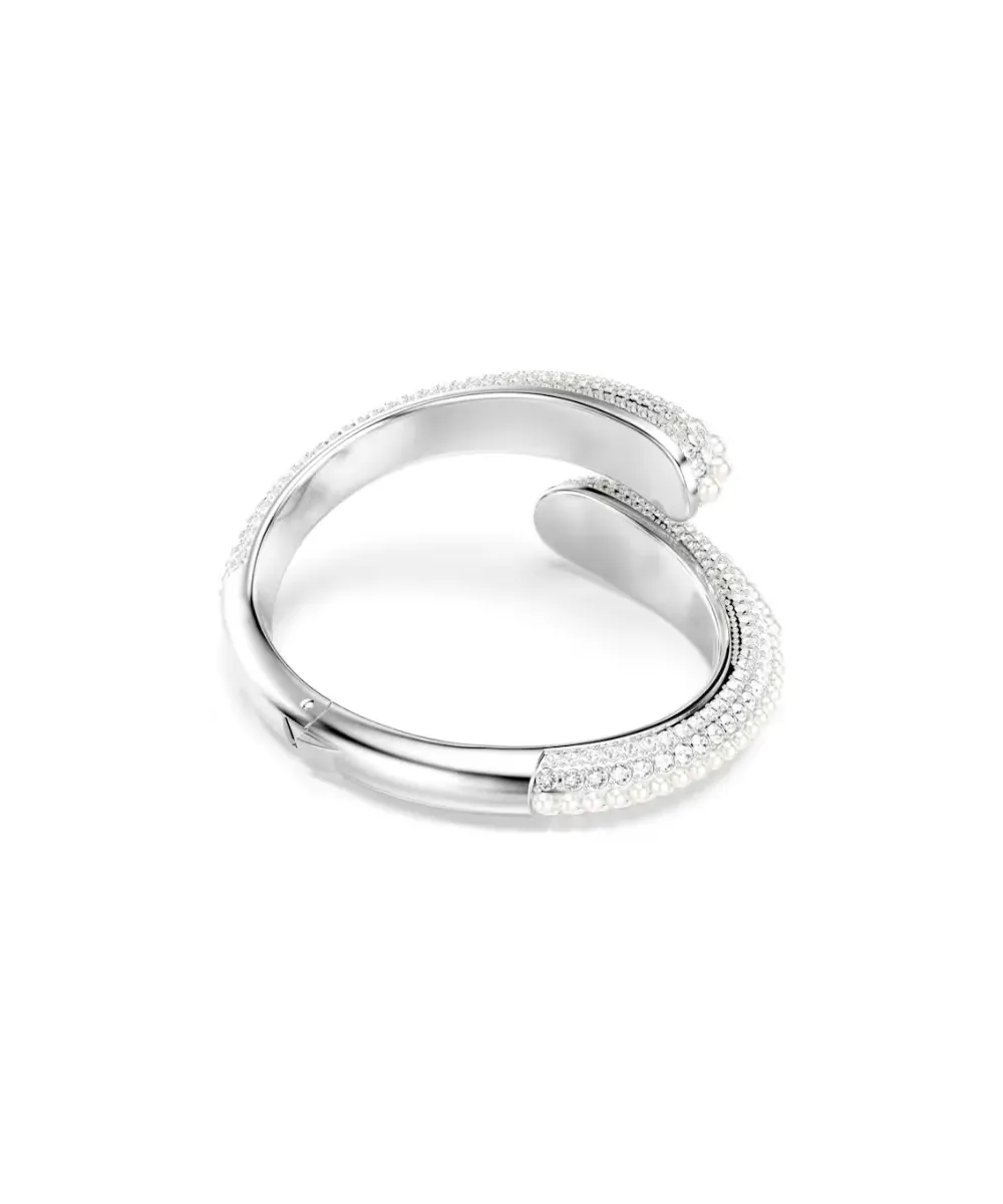 SWAROVSKI SUBLIMA CUFF, CRYSTAL PEARL, ROUND CUT,WHITE,RHODIUM PLATED