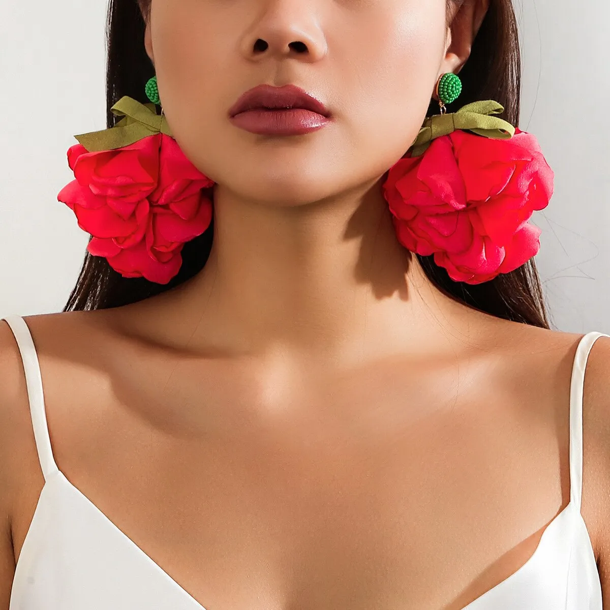 Sweet Romantic Colorful Big Flower Earrings