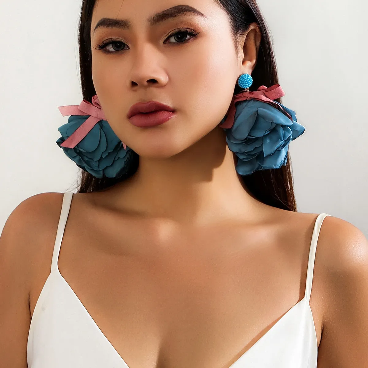 Sweet Romantic Colorful Big Flower Earrings
