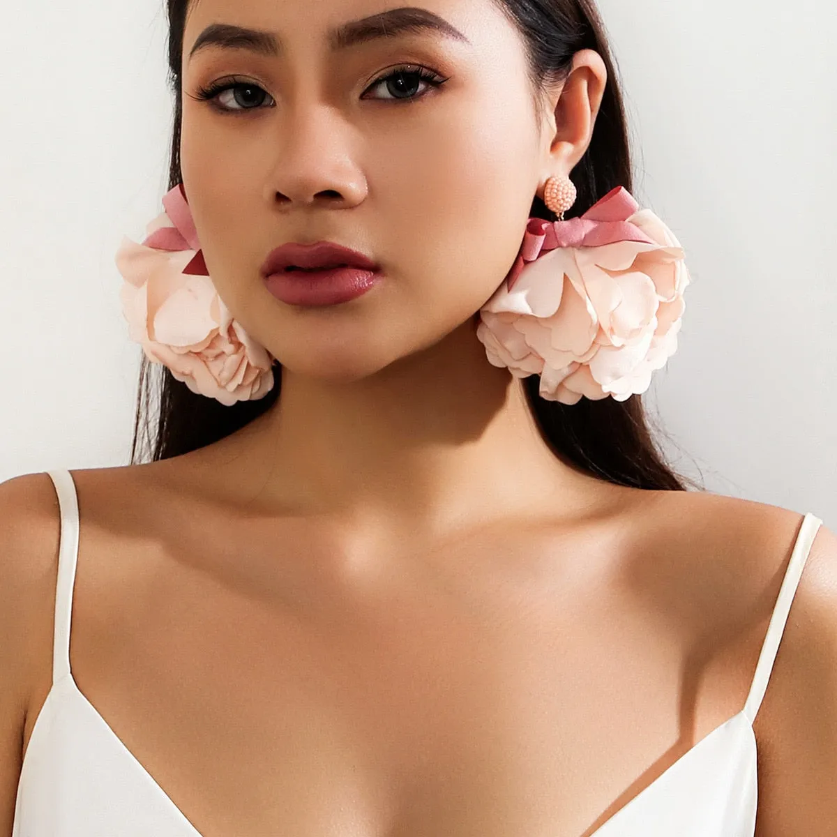 Sweet Romantic Colorful Big Flower Earrings