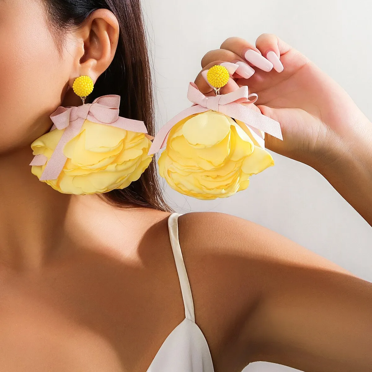 Sweet Romantic Colorful Big Flower Earrings