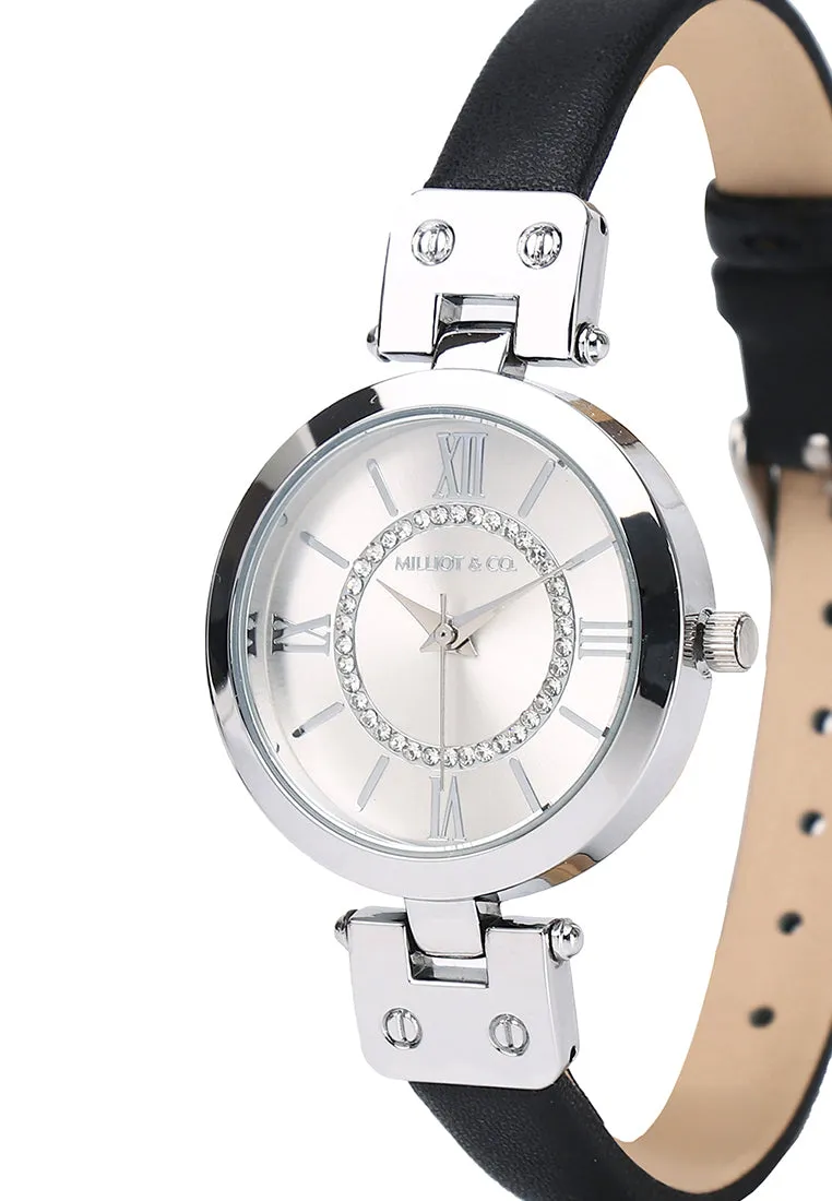 Sylvia Rose Gold Analog Watch with Bangle (Black)