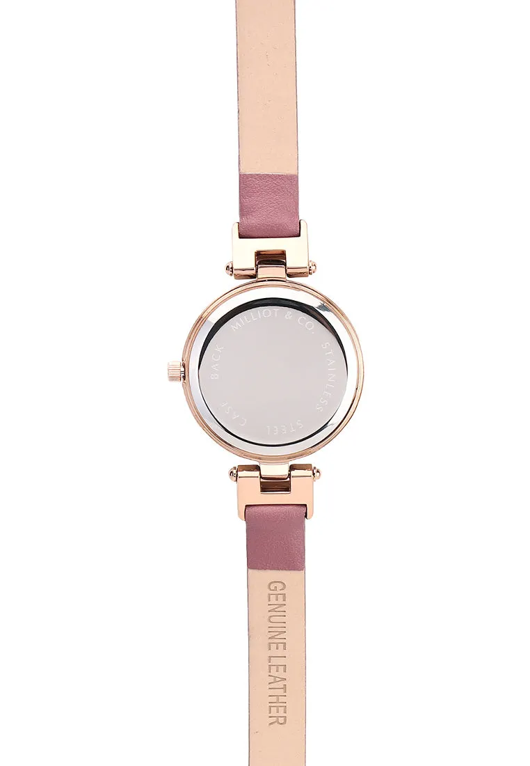 Sylvia Rose Gold Analog Watch with Bangle (Chestnut)