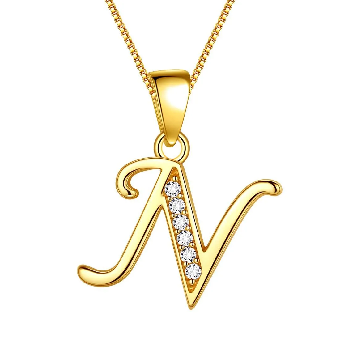 Tokyo Mart Letter N Initial Necklaces Pendant Women Men Name Jewelry Gift 925 Silver