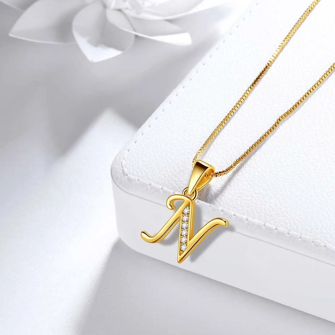 Tokyo Mart Letter N Initial Necklaces Pendant Women Men Name Jewelry Gift 925 Silver