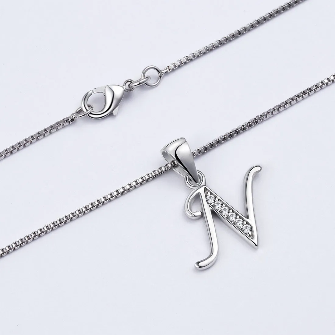 Tokyo Mart Letter N Initial Necklaces Pendant Women Men Name Jewelry Gift 925 Silver