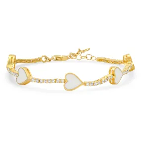 WHITE HEART BRACELET, GOLD