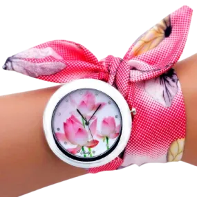 Women Unique New Design Floral Fabric Wrist Watches