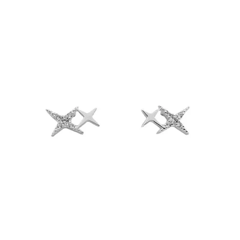 WOOZU 925 Sterling Silver Cute Star Stud Earrings for Women