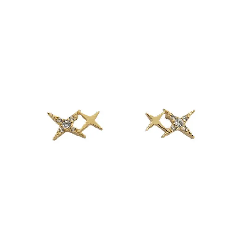 WOOZU 925 Sterling Silver Cute Star Stud Earrings for Women